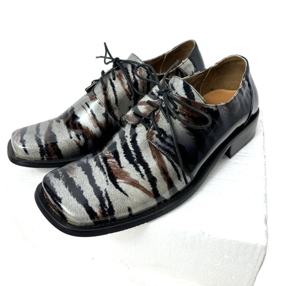 Vintage Zebra Zoot  Silver Brwn/Blk   Oxford Formal Dress Shoe Rare OOAK NWOT - Picture 5 of 12